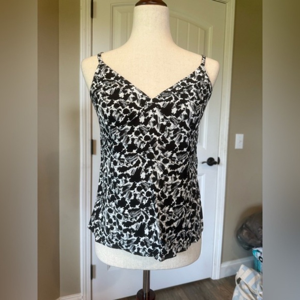 Madewell Black White Abstract‎ Print Cami Tank Top Women Size 2 V-Neck